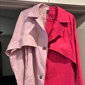 SHEIN Pink and Red Trench Coat